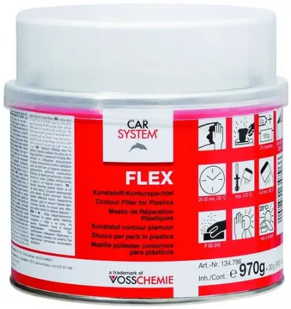 CARSYSTEM 2К Полиэфирная шпатлевка по пластику "Flex" черн. (1кг)