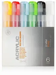 346613 Набор маркеров Acrylic FLUOR fine 2mm 1уп.х6шт.