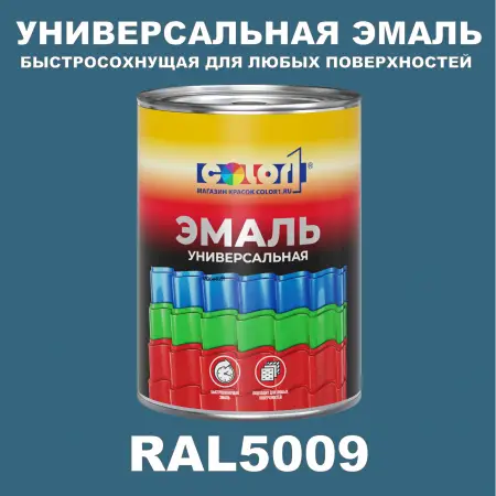 Краска автомобильная универсальная, цвет RAL 5009, в комплекте с отвердителем (растворителем), 1кг + 0,5л