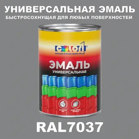 Краска автомобильная универсальная, цвет RAL 7037, в комплекте с отвердителем (растворителем), 1кг + 0,5л