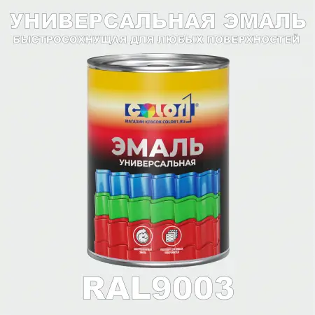 Краска автомобильная универсальная, цвет RAL 9003, в комплекте с отвердителем (растворителем), 1кг + 0,5л