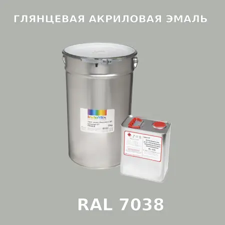 Высокоглянцевая акриловая эмаль ИНДОПУР, цвет RAL 7038, в комплекте с отвердителем, 1кг + 0,25л