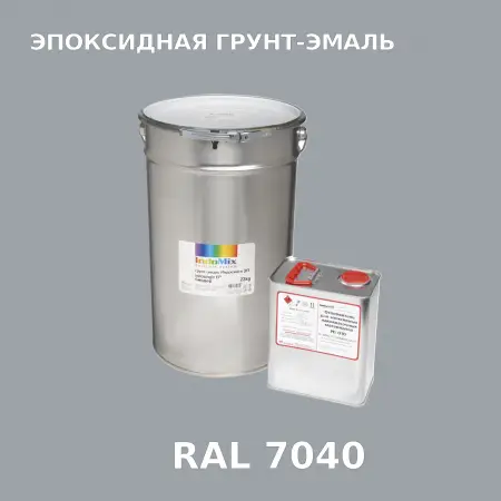Антикоррозионная эпоксидная грунт-эмаль ИНДОСИНГЛ ЭП, цвет RAL 7040, в комплекте с отвердителем, 1кг + 0,16л