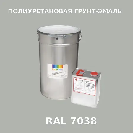 Антикоррозионная полиуретановая грунт-эмаль ИНДОСИНГЛ ПУ, цвет RAL 7038, в комплекте с отвердителем, 1кг + 0,25л
