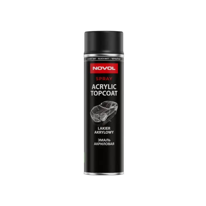 Аэрозольная эмаль NOVOL ACRYLIC TOPCOAT SPRAY чёрный (500 мл)