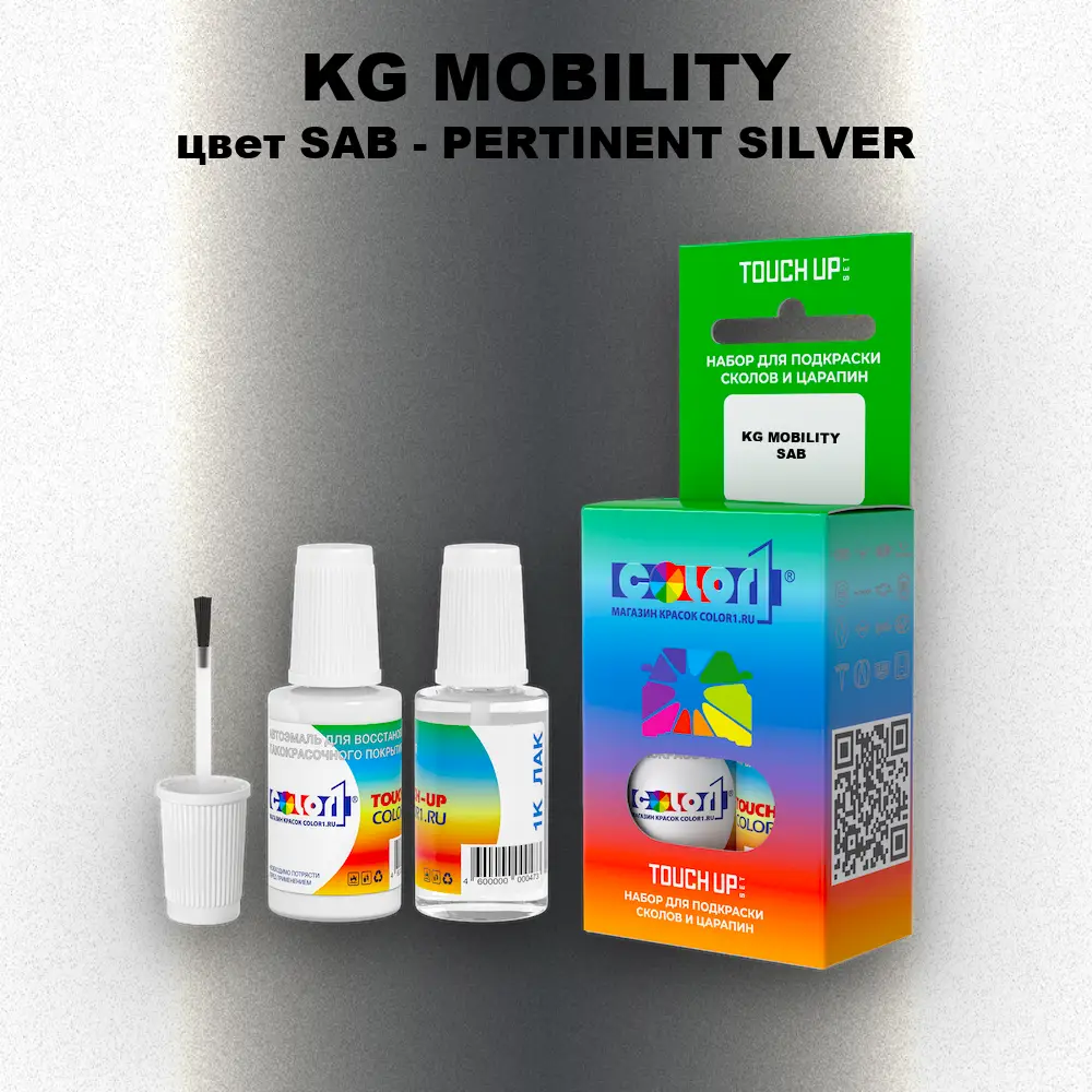 Краска для сколов во флаконе с кисточкой KG MOBILITY, цвет SAB - PERTINENT SILVER