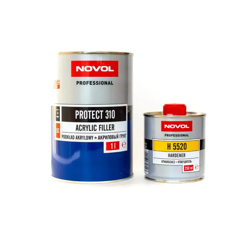 Грунт NOVOL HS PROTECT 310 акриловый автомобильный, чёрный (комплект) 1л+0,25л