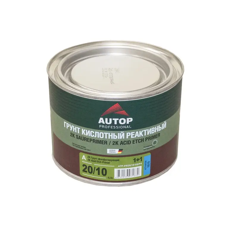 Грунт фосфатирующий AUTOP 2K Acid Etch Primer 1+1 зелёный 0.5л в комп. с отвердителем
