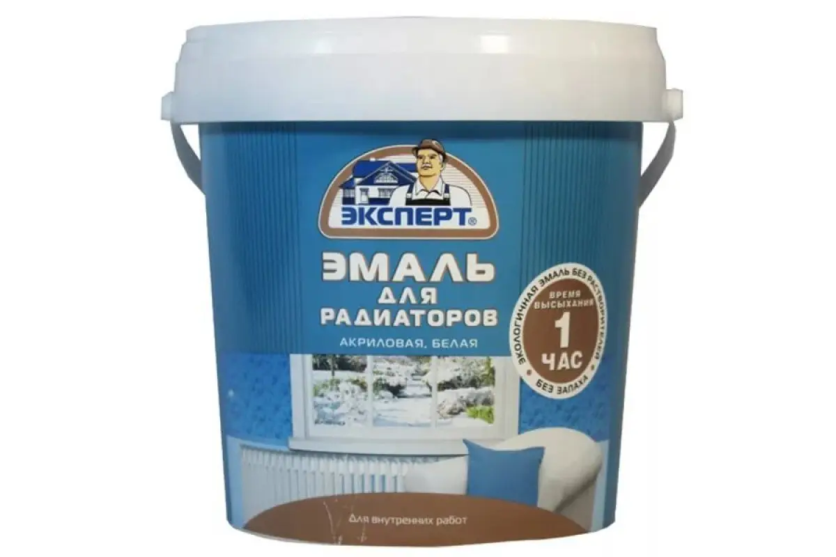 ЭКСПЕРТ Эмаль быстросохнущая акриловая для радиаторов и приборов отопления с температурой до 80°С - белая полуматовая