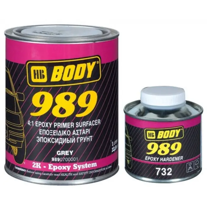 Грунт-наполнитель HB BODY 989 2К 1л в комплекте с отвердителем HB BODY 989 EPOXY 0,25л