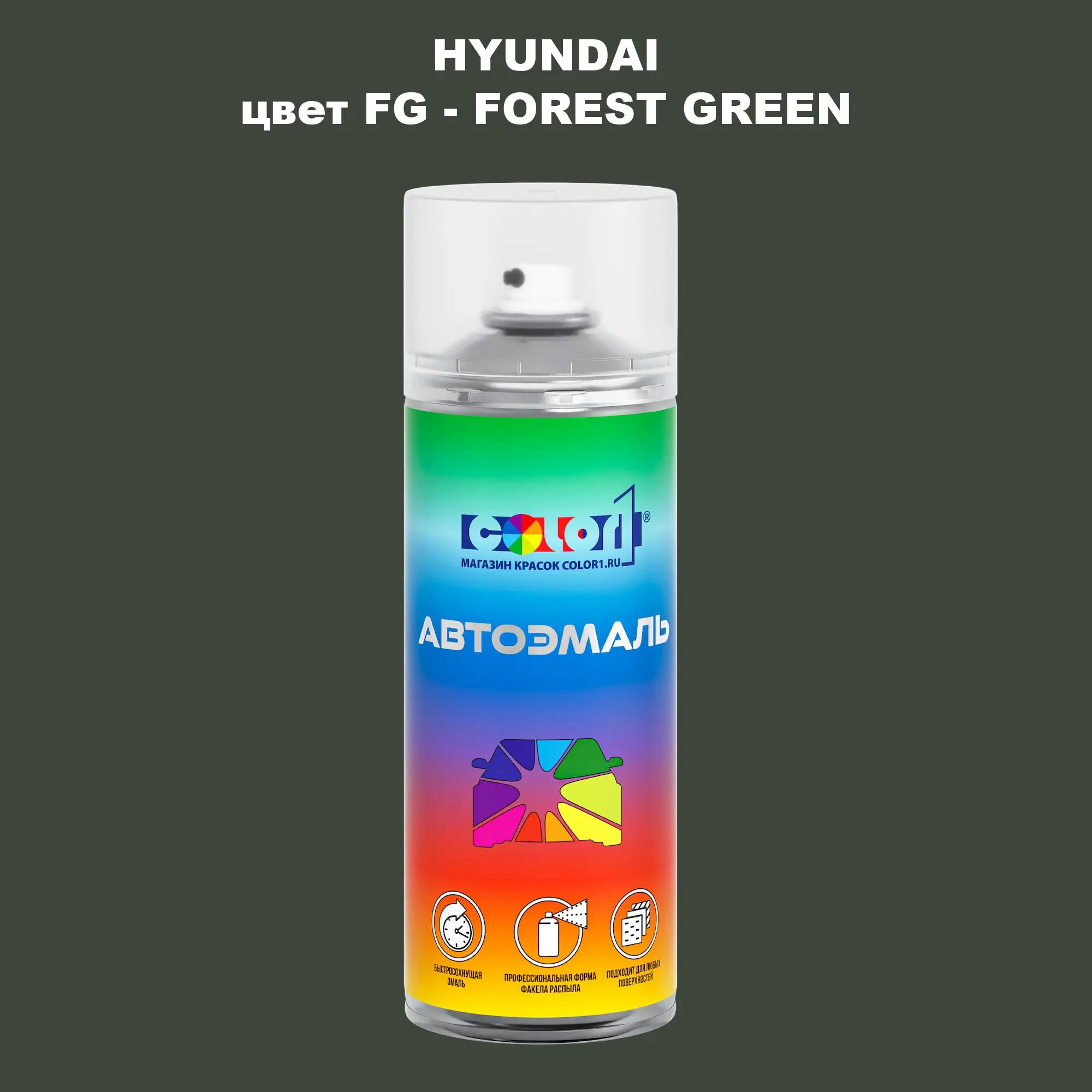 Аэрозольная краска HYUNDAI, цвет FG - FOREST GREEN