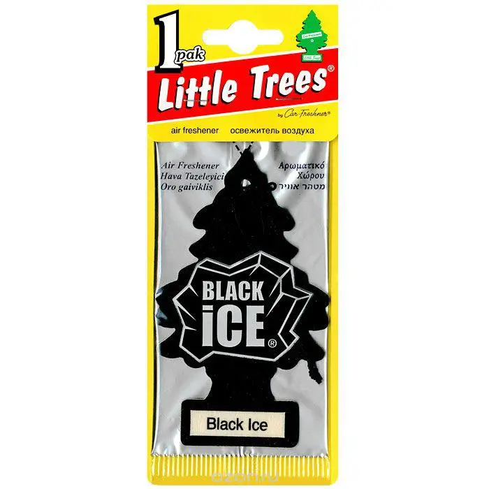 LITTLE TREES АРОМАТИЗАТОР ЁЛОЧКА "ЧЕРНЫЙ ЛЁД" (BLACK ICE)