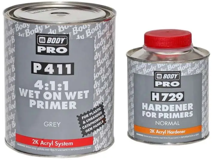 Грунт HB BODY P411 WET ON WET серый 1л в комплекте с отвердителем HB BODY H729 0,25л