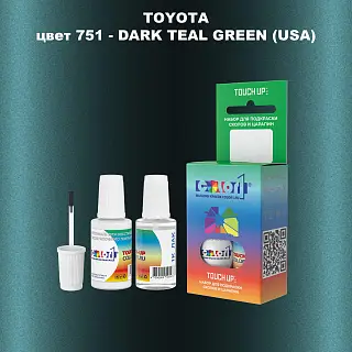 Краска для сколов во флаконе с кисточкой TOYOTA, цвет 751 - DARK TEAL GREEN (USA)