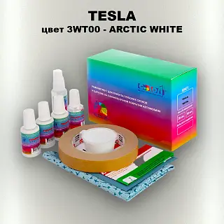 Ремкомплект для ремонта глубоких сколов и царапин TESLA цвет 3WT00 - ARCTIC WHITE