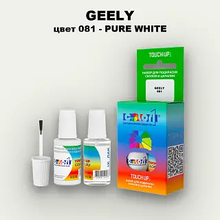 Краска для сколов во флаконе с кисточкой GEELY, цвет 081 - PURE WHITE