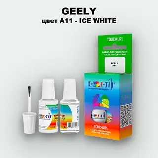 Краска для сколов во флаконе с кисточкой GEELY, цвет A11 - ICE WHITE