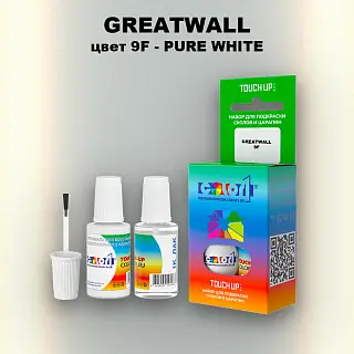 Краска для сколов во флаконе с кисточкой GREATWALL, цвет 9F - PURE WHITE