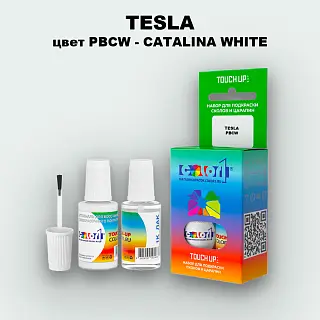 Краска для сколов во флаконе с кисточкой TESLA цвет PBCW - CATALINA WHITE