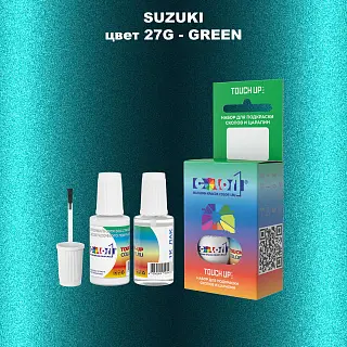 Краска для сколов во флаконе с кисточкой SUZUKI, цвет 27G - GREEN