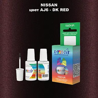 Краска для сколов во флаконе с кисточкой NISSAN, цвет AJ6 - DK RED