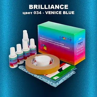 Ремкомплект для ремонта глубоких сколов и царапин BRILLIANCE, цвет 034 - VENICE BLUE